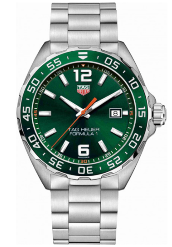TAG Heuer Herrenuhr Formula 1 Men S Quartz Swiss Made Silver Stainless Steel Green Dial 43mm Watch Waz1017 Ba0842 – WAZ1017.BA0842