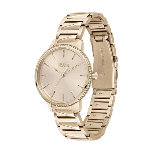 Hugo Boss Damenuhr Womens 1502540 Signature Rose Gold Tone Stainless Steel Watch – HB1502540