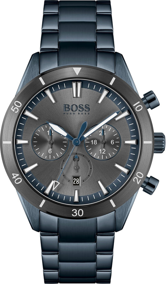 Hugo Boss Herrenuhr Mens 1513865 Chronograph Blue Stainless Steel Watch – HB1513865