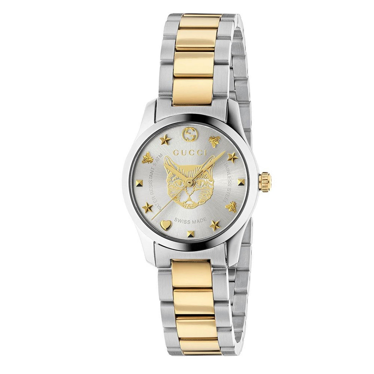 Gucci Damenuhr G Timeless Mystic Cat Steel And Gold Pvd Ladies Watch Ya126596 – YA126596