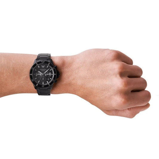 Emporio Armani Herrenuhr Mens Ar11363 Black Stainless Steel Chronograph Watch – AR11363