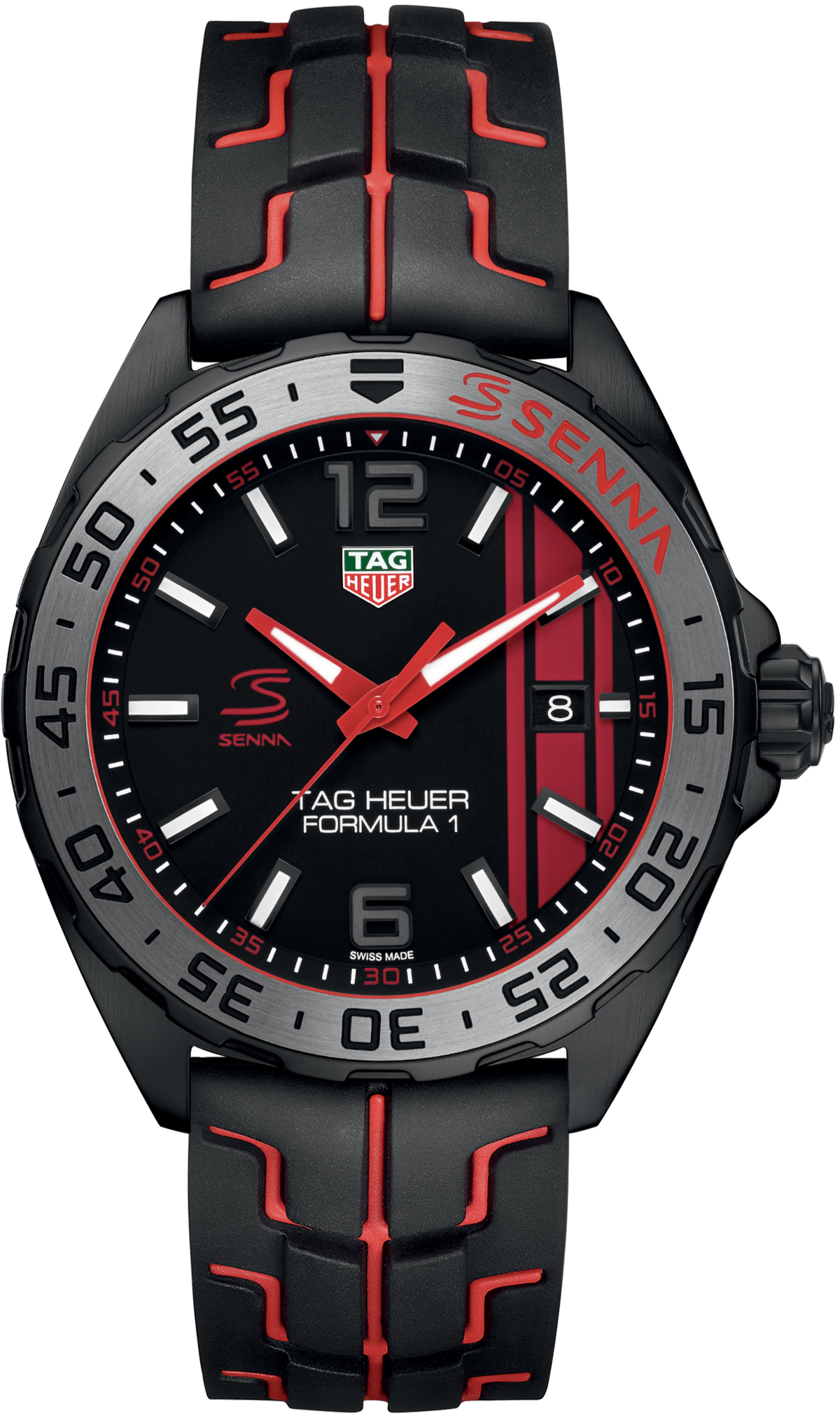 TAG Heuer Herrenuhr Formula 1 Senna Special Edition Black Dial Two Tone Rubber Strap Watch For Men Waz1014 Ft8027 – WAZ1014.FT8027