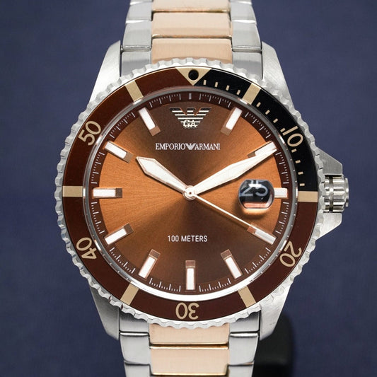 Emporio Armani Herrenuhr Ar11340 Men S Diver Two Tone Rose Gold Watch – AR11340