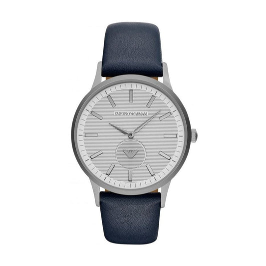 Emporio Armani Herrenuhr Renato White Dial Blue Leather Strap Watch For Men Ar11119