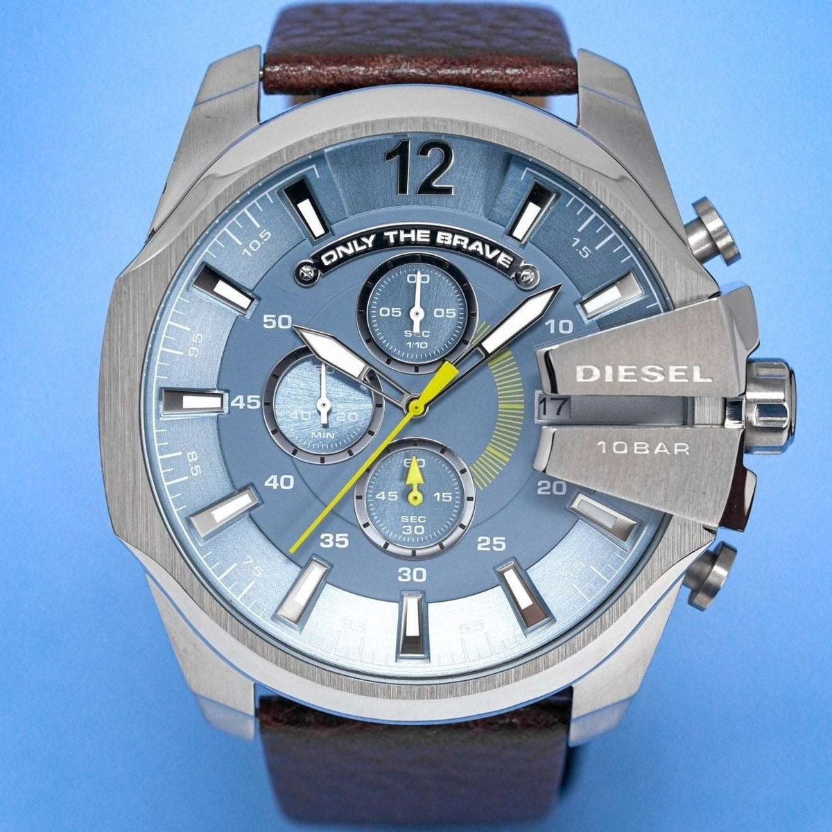 Diesel Herrenuhr Dz4281 Men S Chronograph Mega Chief Blue Brown Watch – DZ4281