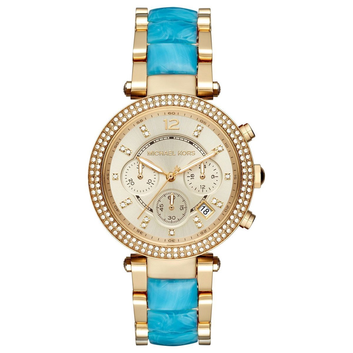 Michael Kors Damenuhr Mk6364 Ladies Chronograph Parker Blue Watch – MK6364