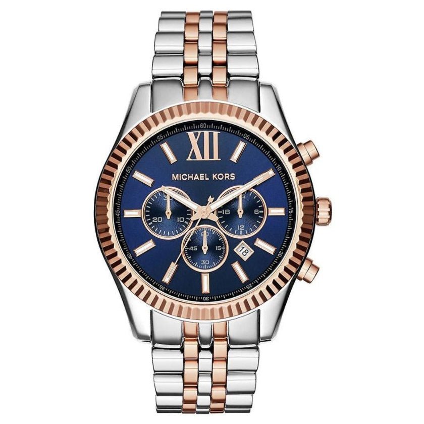Michael Kors Herrenuhr Mk8412 Men S Lexington Chronograph Two Tone Blue Watch – MK8412