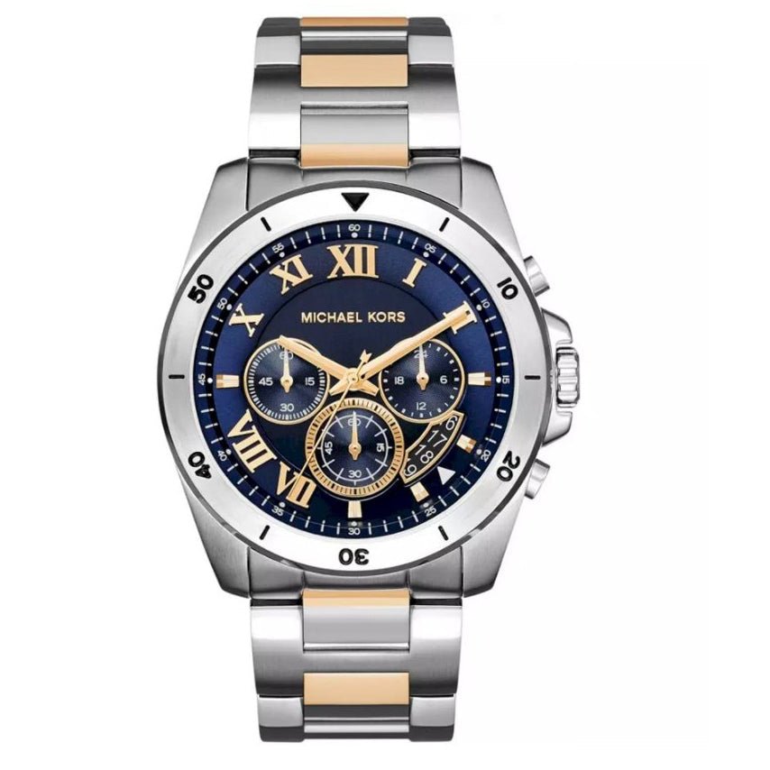 Michael Kors Herrenuhr Mk8437 Men S Brecken Chronograph Two Tone Blue Watch – MK8437