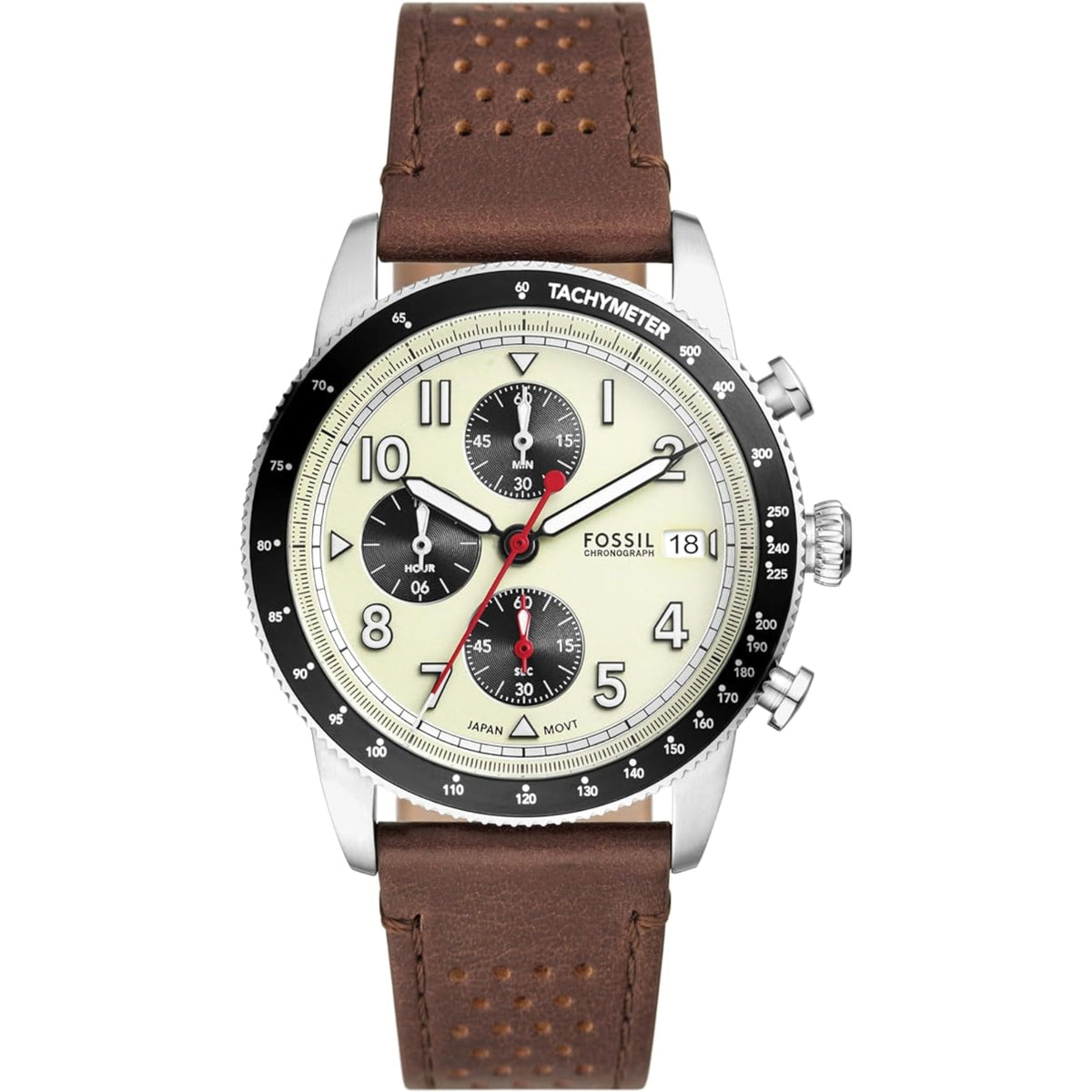 Fossil Herrenuhr Sport Tourer Chronograph Brown Leather Strap Cream Dial Men S Watch Fs6042 – FS6042
