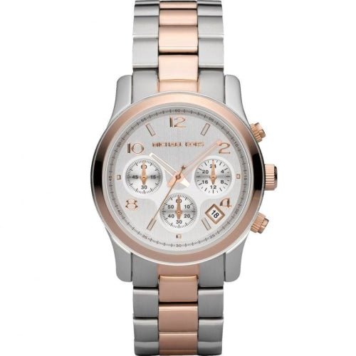 Michael Kors Damenuhr Mk5315 Ladies Runway Silver Rose Gold Chronograph Watch – MK5315