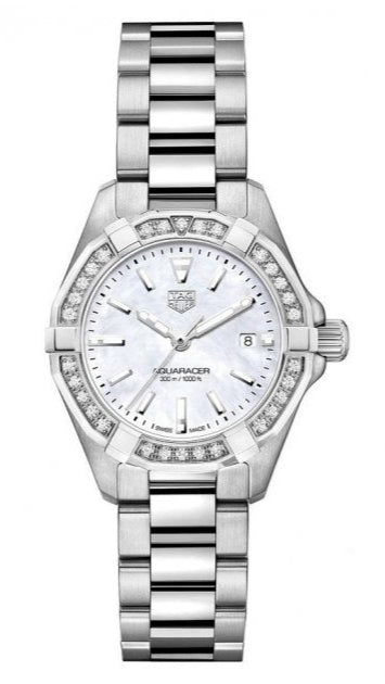TAG Heuer Damenuhr Aquaracer Diamonds Mother Of Pearl White Dial Silver Steel Strap Watch For Women Wbd1413 Ba0741 – WBD1413.BA0741