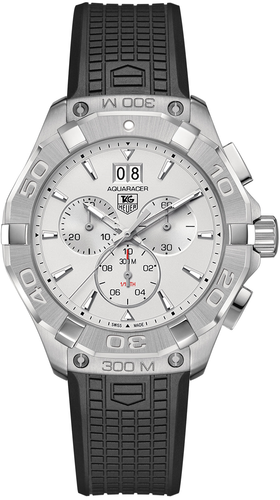 TAG Heuer Herrenuhr Aquaracer Chronograph White Dial Black Rubber Strap Watch For Men Cay1111 Ft6041 – CAY1111.FT6041
