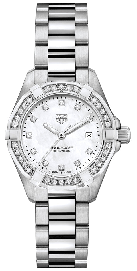 TAG Heuer Damenuhr Aquaracer Diamonds White Dial Silver Steel Strap Watch For Women Wbd1415 Ba0741 – WBD1415.BA0741