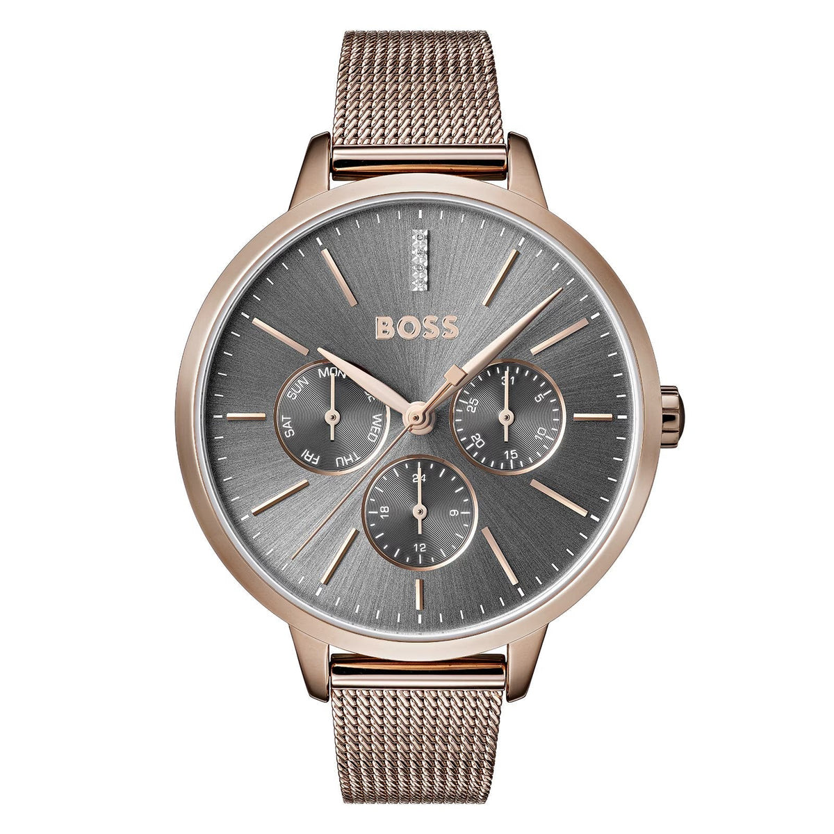 Hugo Boss Damenuhr Womens 1502424 Symphony Gold Tone Mesh Bracelet Watch – HB1502424