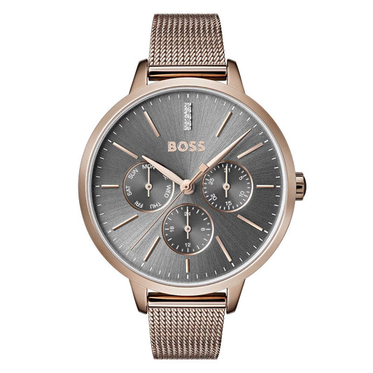 Hugo Boss Damenuhr Womens 1502424 Symphony Gold Tone Mesh Bracelet Watch – HB1502424