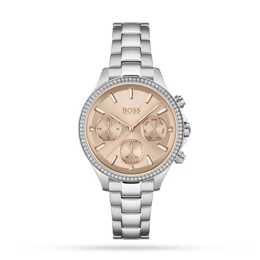 Hugo Boss Damenuhr Womens 1502565 Pandora Silver Tone Stainless Steel Watch With Rose Gold Dial – HB1502565
