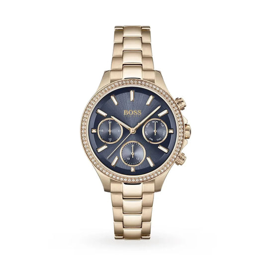Hugo Boss Damenuhr Womens 1502566 Pandora Gold Tone Stainless Steel Watch With Blue Dial – HB1502566