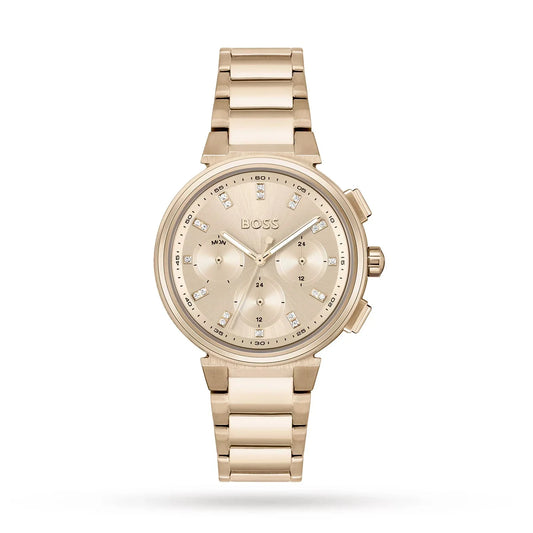 Hugo Boss Damenuhr Womens 1502592 Pandora Gold Tone Stainless Steel Watch With Black Dial – HB1502592