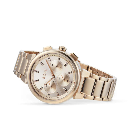 Hugo Boss Damenuhr Womens 1502592 Pandora Gold Tone Stainless Steel Watch With Black Dial – HB1502592