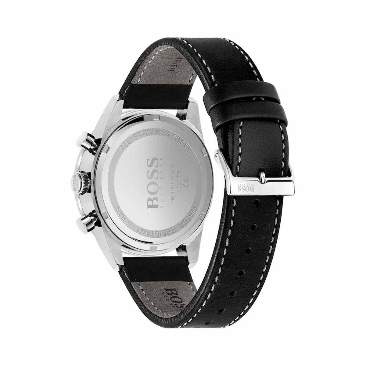 Hugo Boss Herrenuhr Mens 1513853 Chronograph Pilot Edition Watch With Black Leather Strap – HB1513853