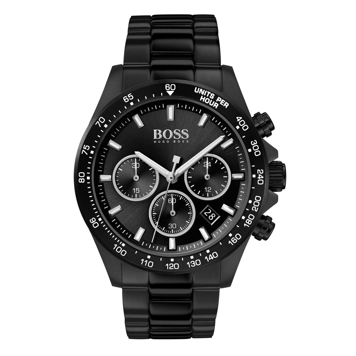 Hugo Boss Herrenuhr Mens 1513754 Hero Chronograph Black Stainless Steel Watch – HB1513754