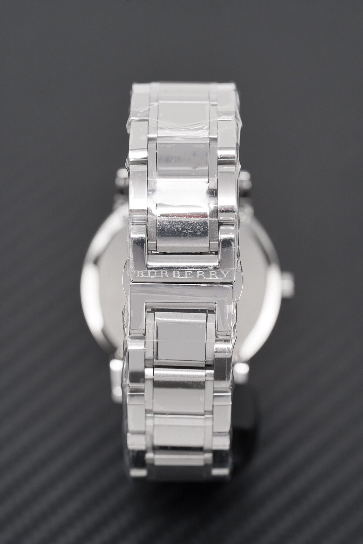 Burberry The City Steel Damenuhr schwarzes Zifferblatt BU9001