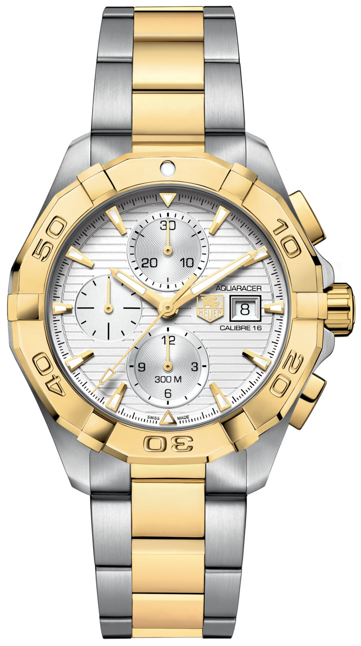 TAG Heuer Herrenuhr Aquaracer Automatic White Dial Two Tone Steel Strap Watch For Men Cay2121 Bb0923 – CAY2121.BB0923