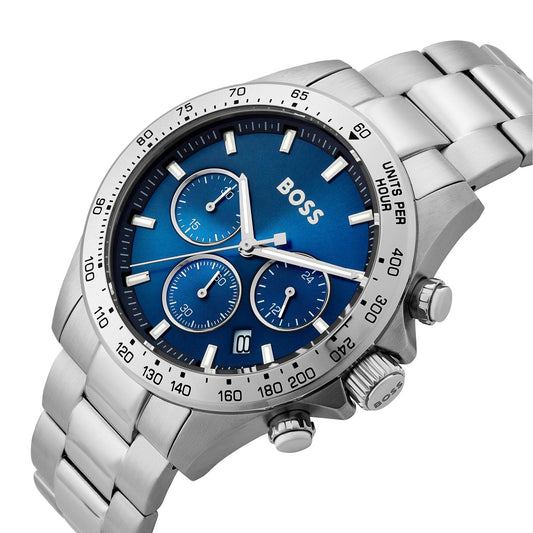 Hugo Boss Herrenuhr Mens 1513755 Hero Chronograph Blue Stainless Steel Watch – HB1513755