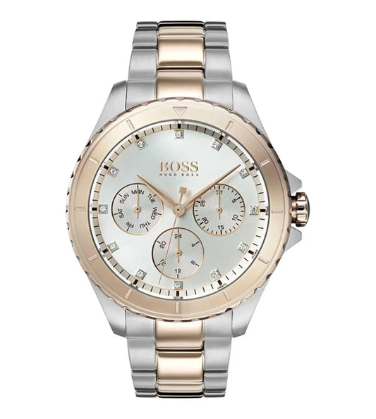 Hugo Boss Damenuhr Womens 1502446 Praise Two Tone Stainless Steel Watch With Rose Gold Accents – HB1502446