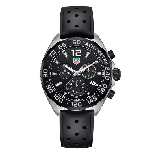 TAG Heuer Herrenuhr Formula 1 Quartz Chronograph 43mm Mens Watch Stainless Steel Case With Black Rubber Strap Black Dial 1 – CAZ1011.FT8024