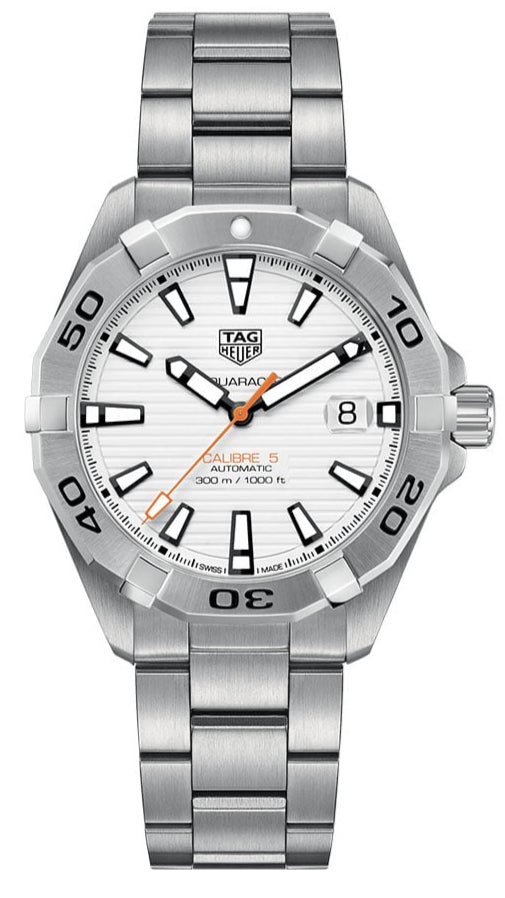 TAG Heuer Herrenuhr Aquaracer Automatic White Dial Silver Steel Strap Watch For Men Wbd2111 Ba0928 – WBD2111.BA0928