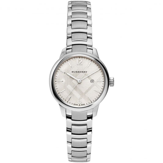 Burberry The Classic Damenuhr Edelstahlarmband silbernes Gehäuse BU10108
