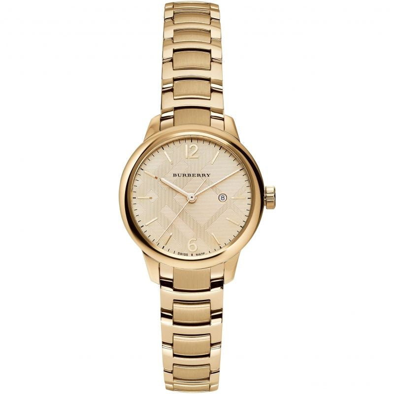 Burberry The Classic Damenuhr Edelstahlarmband goldenes Gehäuse BU10109