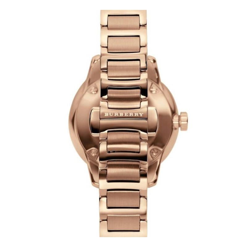 Burberry Damenuhr Quarz Edelstahlarmband roségoldenes Zifferblatt BU10116