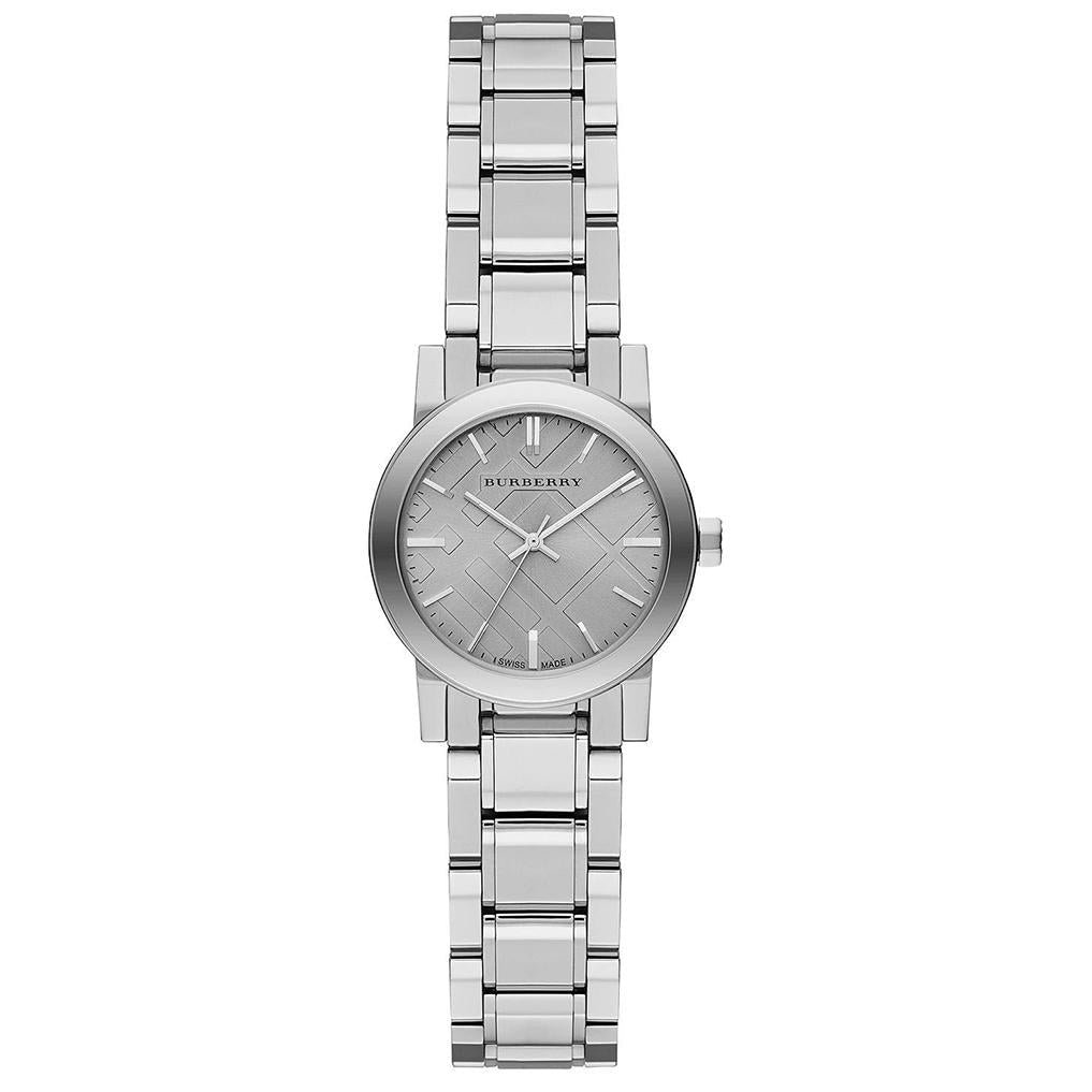 Burberry The City Damenuhr Quarz Edelstahlarmband silbernes Zifferblatt BU9229
