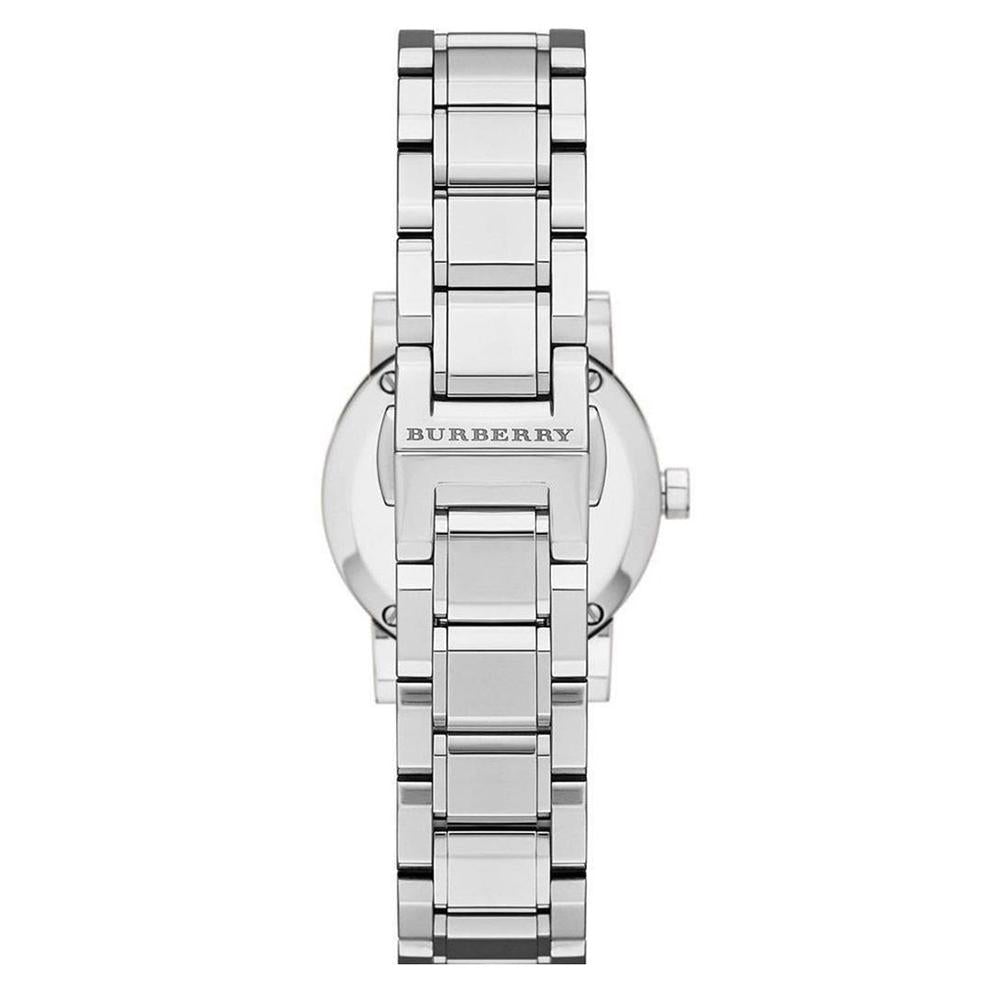 Burberry The City Damenuhr Quarz Edelstahlarmband silbernes Zifferblatt BU9229