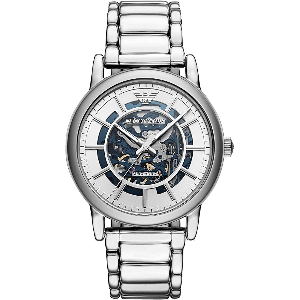 Emporio Armani Herrenuhr Ar60006 Men S Meccanico Silver Watch – AR60006
