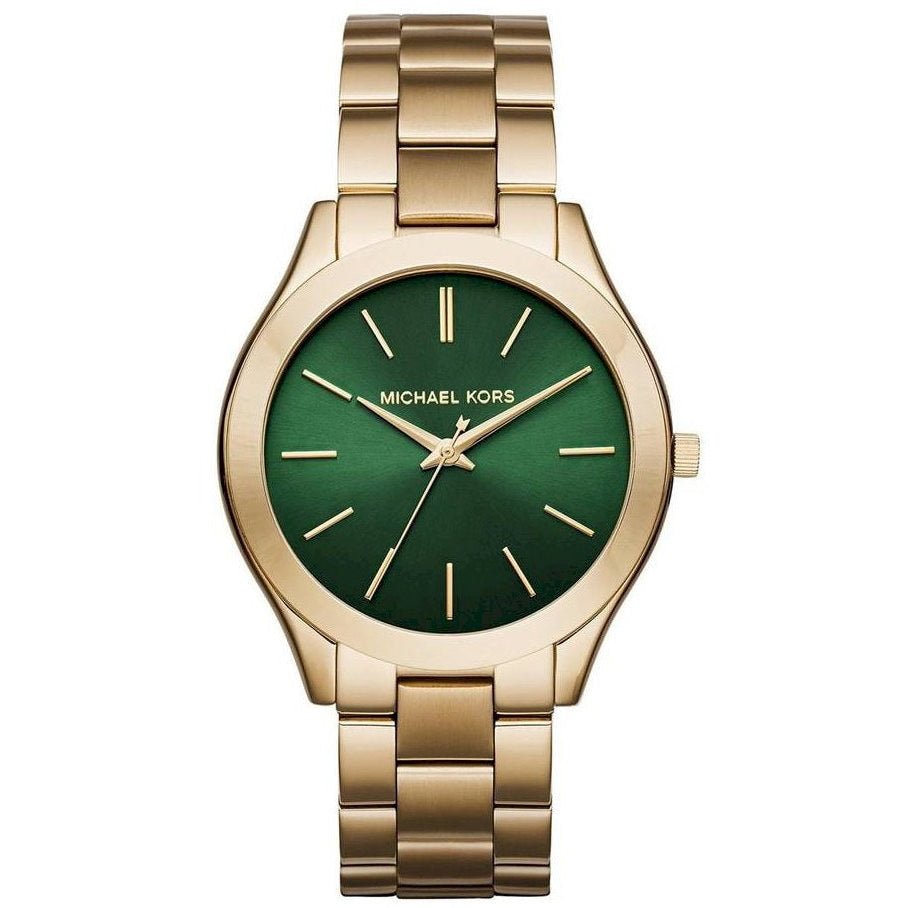 Michael Kors Damenuhr Mk3435 Ladies Slim Runway Gold Green Watch – MK3435