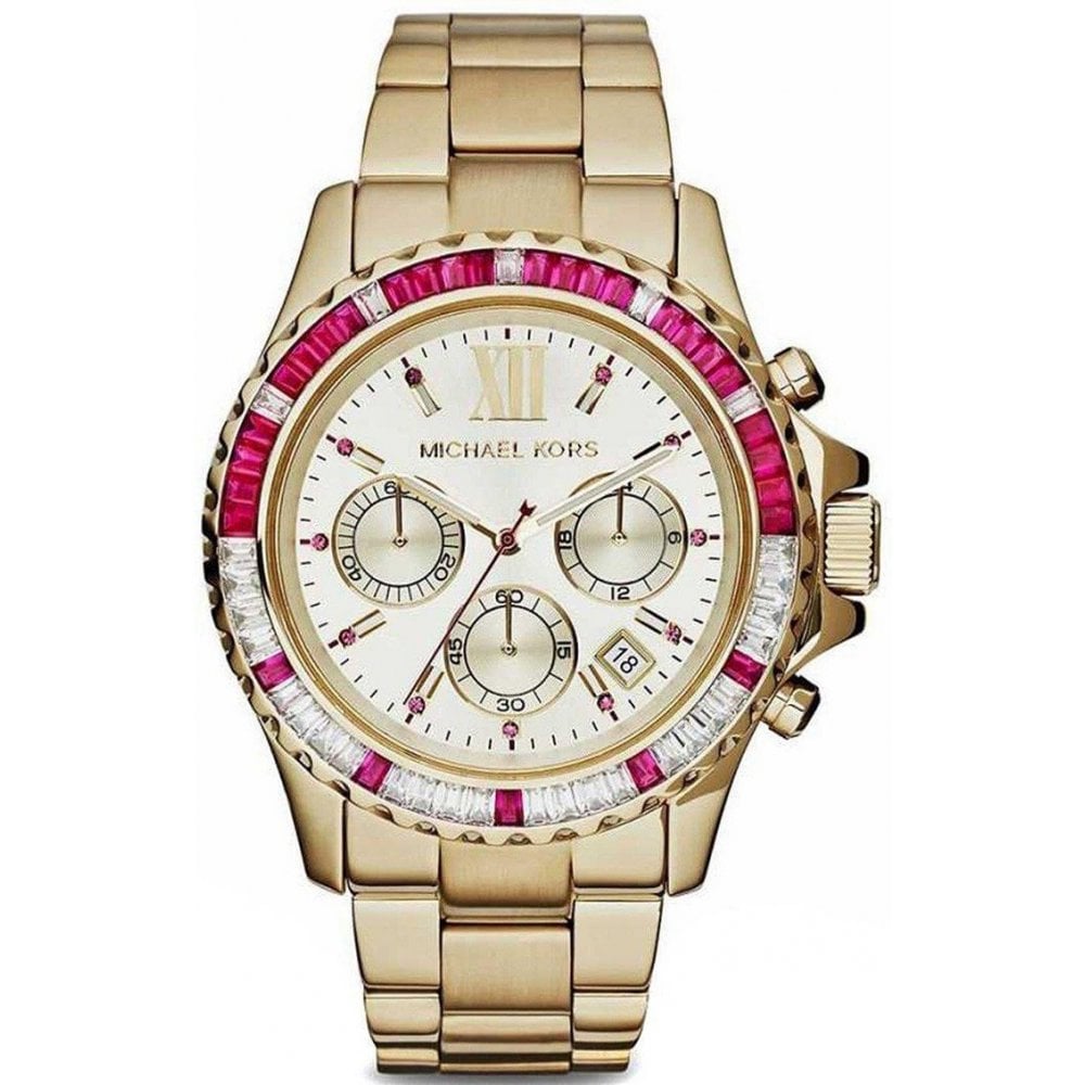 Michael Kors Damenuhr Mk5871 Ladies Everest Yellow Gold Red Gem Set Watch – MK5871
