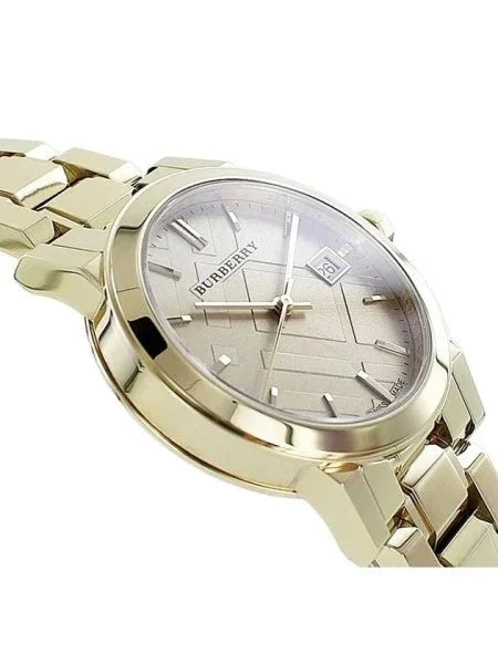 Burberry The City Yellow Damenuhr goldenes Zifferblatt BU9134