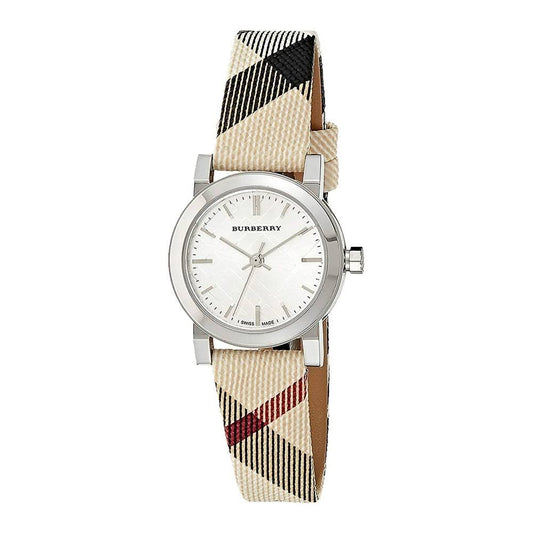 Burberry The City Haymarket Damenuhr silbernes Gehäuse BU9222
