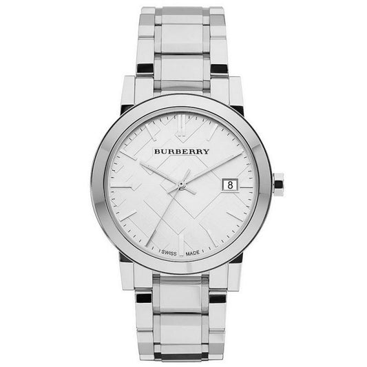 Burberry The City Steel Damenuhr weißes Zifferblatt BU9000