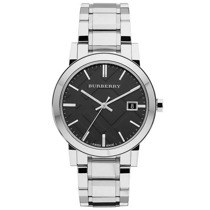 Burberry The City Steel Damenuhr schwarzes Zifferblatt BU9001