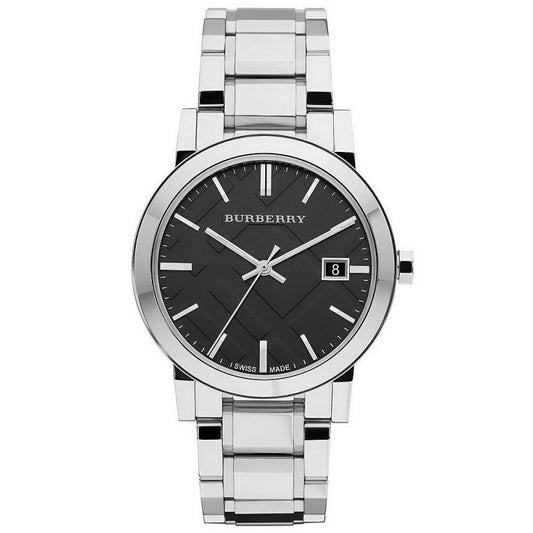 Burberry The City Steel Damenuhr schwarzes Zifferblatt BU9001