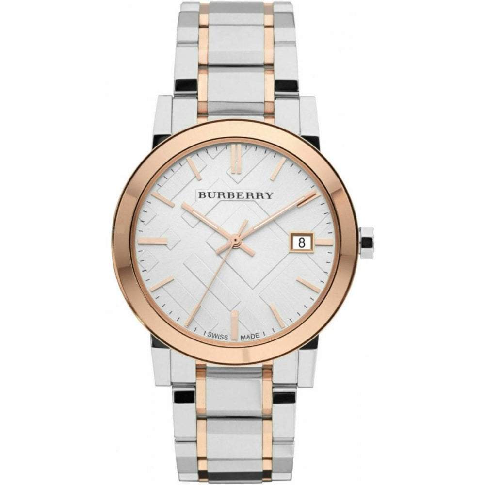 Burberry The City Two Damenuhr roségoldene Lünette BU9006
