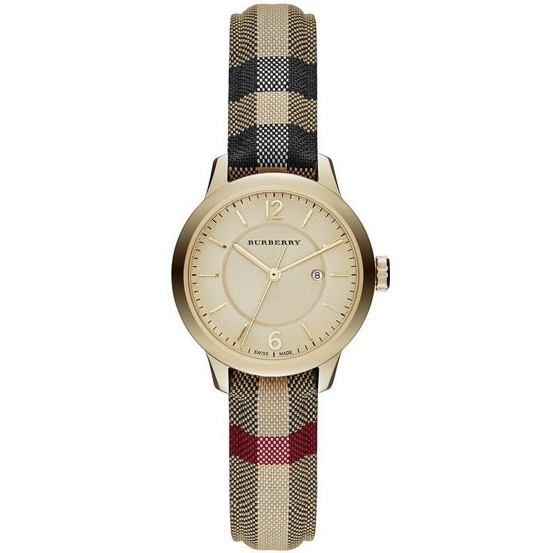 Burberry The Classic Yellow Damenuhr goldenes Zifferblatt BU10104