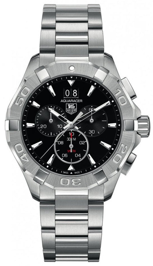 TAG Heuer Herrenuhr Aquaracer Quartz Chronograph Black Dial Silver Steel Strap Watch For Men Cay1110 Ba0927 – CAY1110.BA0927