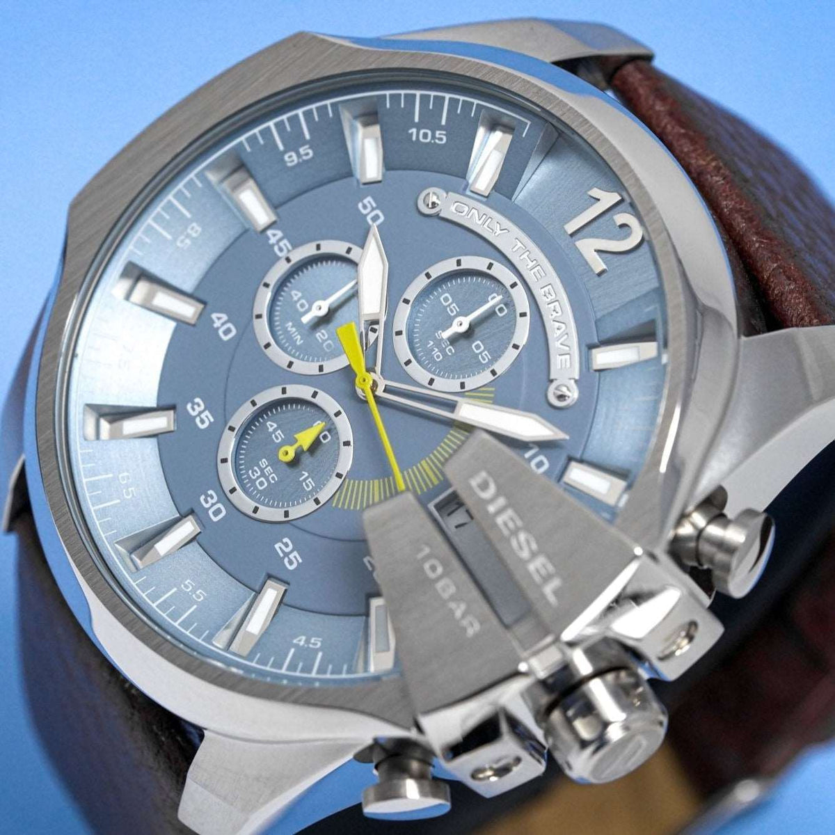 Diesel Herrenuhr Dz4281 Men S Chronograph Mega Chief Blue Brown Watch – DZ4281