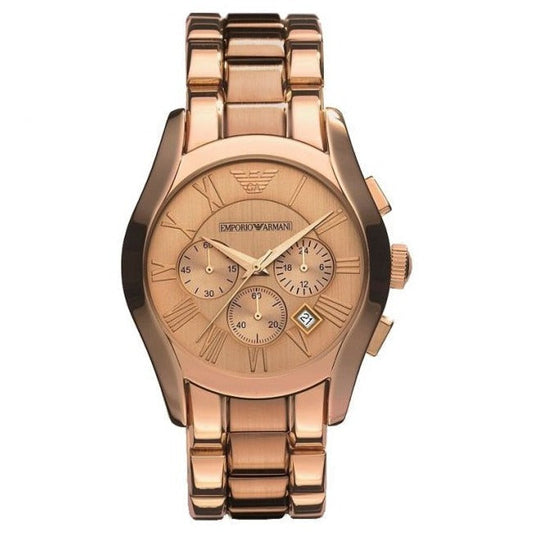 Emporio Armani Herrenuhr Ar0365 Men S Valente Chronograph Rose Gold Pvd Watch