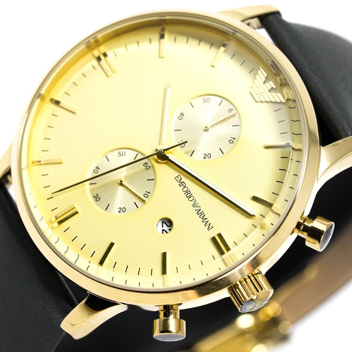 Emporio Armani Herrenuhr Ar0386 Men S Gianni Chronograph Gold Pvd Watch – AR0386